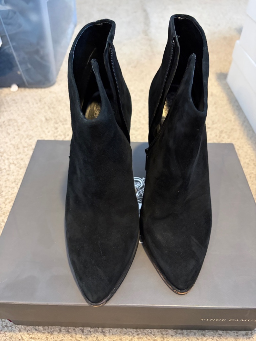 Vince Camuto Lorenza Black Suede Bootie, 8